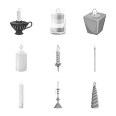 Vector illustration of paraffin and fire  sign. Set of paraffin and decoration    vector icon for stock.