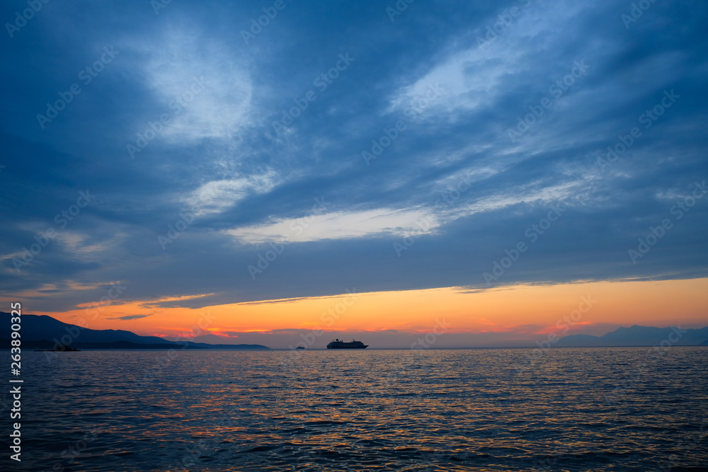 Canvas Prints beautiful sunset over the Ionian Sea near the coast of Greece