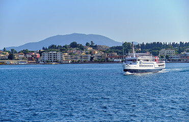 Fototapeta na wymiar View from the Ionian Sea in Corfu Town, Greece