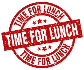 time for lunch round red grunge stamp