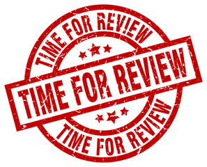 time for review round red grunge stamp