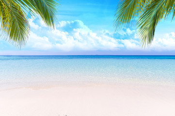 Calm Sea and Blue Sky Background.