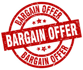 bargain offer round red grunge stamp