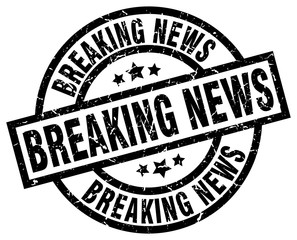 breaking news round grunge black stamp