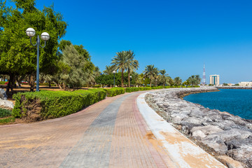 Beautiful park footpath along the city beach.