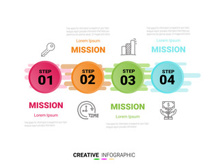 Timeline Infographics Template, Vector infographics timeline design template with 4 label, Vector. can be used for workflow layout, diagram, number step up options.