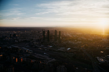 Naklejka na ściany i meble Cityscape skyline view of Madrid