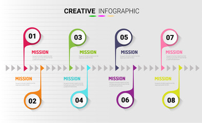 Vector infographic. Template for cycle diagram, graph, presentation and round chart. Business concept with 8 options, parts, steps or processes. Data visualization.