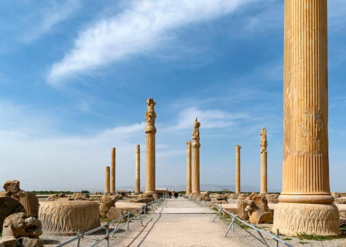 Apadana Palace Persian capitals still standing after 2500 years. Persepolis, an ancient ceremonial capital of Persian Empire, in modern Iran