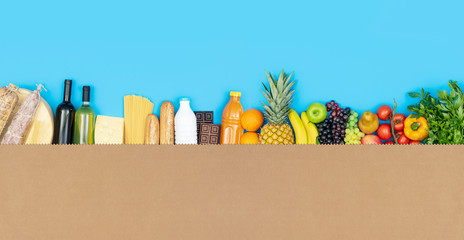 Grocery shopping bag with assorted products