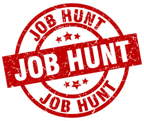 job hunt round red grunge stamp