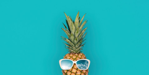 Funny pineapple with sunglasses