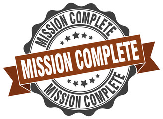 mission complete stamp. sign. seal