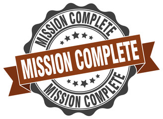 mission complete stamp. sign. seal