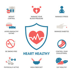 healthy heart concept with icons