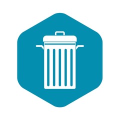 Metal trash can icon. Simple illustration of metal trash can vector icon for web