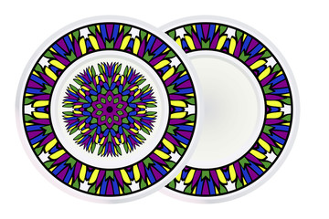 Set of Decorative Ornament With Mandala and round frame. Anti-Stress Therapy Pattern. Vector Illustration