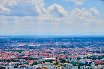 Bird view of the center of Munich