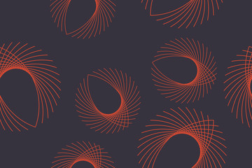 Seamless, abstract background pattern made with repeated eye shaped geometric forms. Decorative and modern vector art in orange and blue colors.