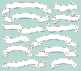 Hand Drawn Ribbon Banners Set