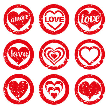 Set love rubber stamp. Valentine's Day stamps set.