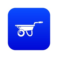 Wheelbarrow icon blue vector isolated on white background