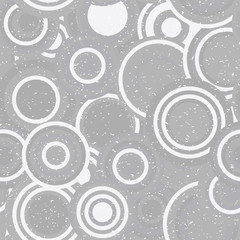 Modern vector abstract seamless geometric pattern with  circles in retro scandinavian style. Neutral gray and white colored shapes with worn out texture.