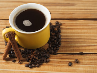 espresso coffee Cup on wooden table