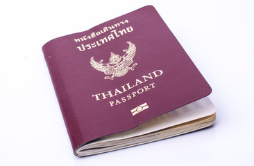 Thailand passport isolated on white background.