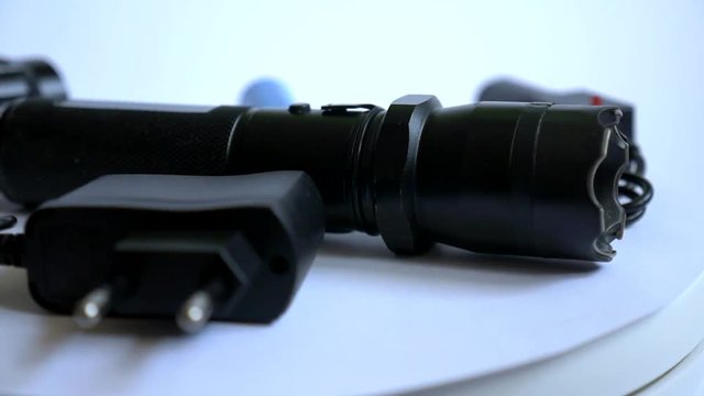 Electric shaker Completion. Shocker, self defense. Rotation, for advertising.