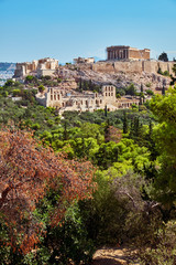 Fototapeta na wymiar Beautiful view of the Acropolis of Athens. The main attraction of the city.