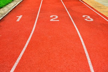 Athletic Field Track with Number One, Two, and Three.