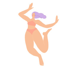 Girl in Paradise. Body positive. Summer vacation. Beautiful woman on the beach