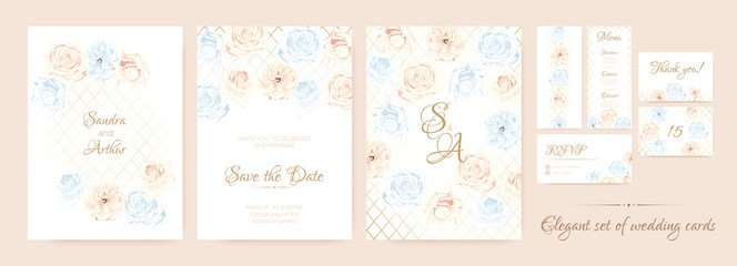 Floral Wedding Invite in Pastel Colors.