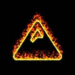Fototapeta na wymiar The symbol mountain burns in red fire