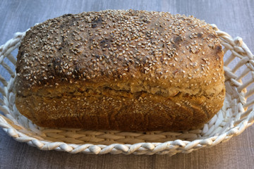 Homemade rye wheat bread baked