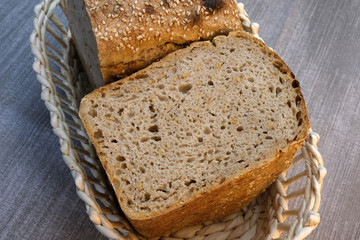 Homemade rye wheat bread baked