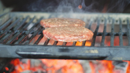 Burger cutlets fried and cooked on the grill