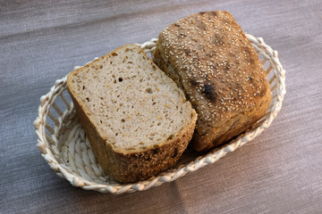 Homemade rye wheat bread baked