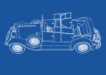 old car drawing vector