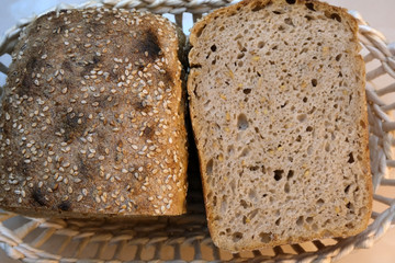 Homemade rye wheat bread baked