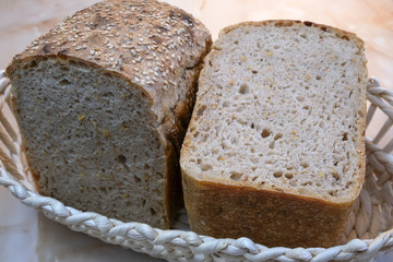 Homemade rye wheat bread baked