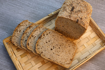 Homemade rye wheat bread baked