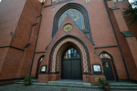 Protestant Auenkirche (Auen Church, built between 1895 and 1897) in Berlin Wilmersdorf on March 25, 2015, Germany