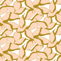 Flowers pattern vector. Floral seamless background with stylized hand drawn flowers and leaves.