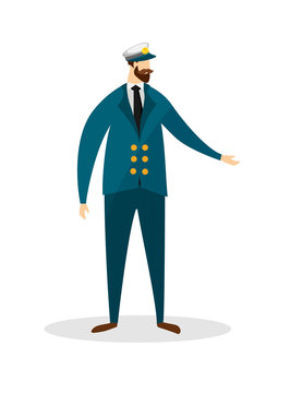 captain in blue uniform gesturing clip art preview