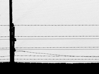 silhouette net with barbed wire