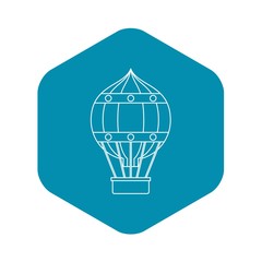 Hot air balloon with gondola basket icon. Outline illustration of hot air balloon with gondola basket vector icon for web