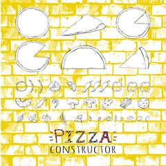 Pizza set,collection on a yellow stone background.