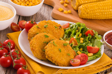 Corn burgers.
